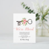 Blush  Floral Key die we hebben verplaatst Aankondigingskaart (Staand voorkant)