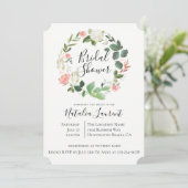 Blush Floral krans bruids douche uitnodiging (Staand voorkant)