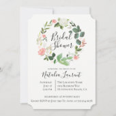 Blush Floral krans bruids douche uitnodiging (Voorkant)