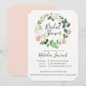 Blush Floral krans bruids douche uitnodiging (Voorkant / Achterkant)