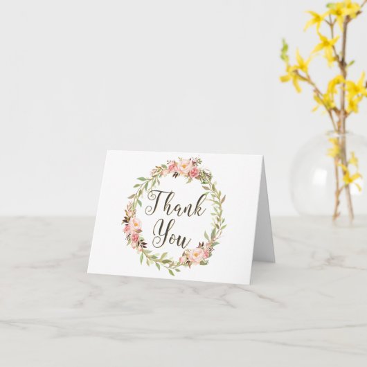 Blush Floral krans EEN 1e verjaardag dank u Kaart (Gele Bloem)