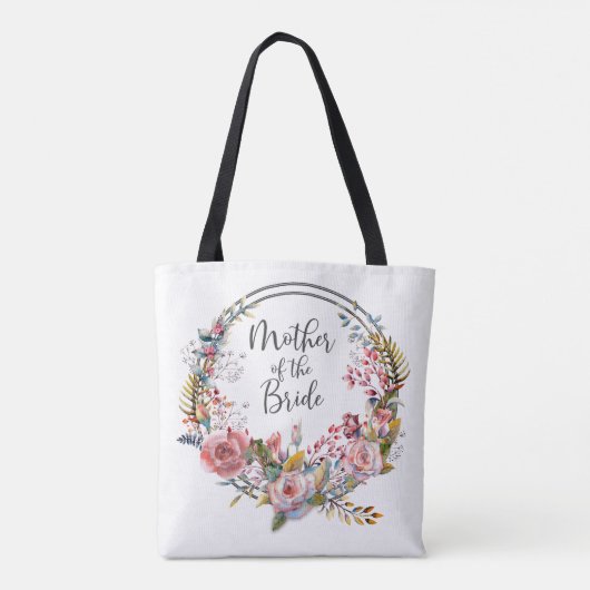 Blush Floral Krans Moeder van de Bruid Canvas tas (Achterkant)