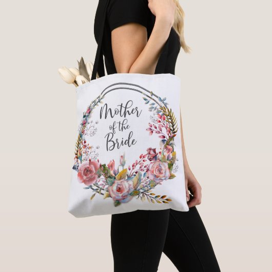 Blush Floral Krans Moeder van de Bruid Canvas tas (Dichtbij)