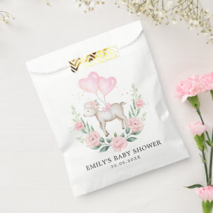 Blush Floral Lamb Baby Sheep Girl Shower Birthday Bedankzakje