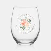 Blush Floral lente bruiloft Wijnglas Zonder Voet (Voorkant)