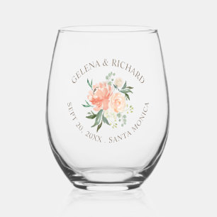 Blush Floral lente bruiloft Wijnglas Zonder Voet