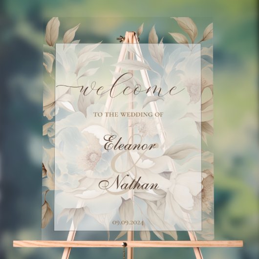 Blush Floral Lente Zomer Bruiloft Welkomstbord Acryl Bord (Neutraal)