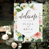 Blush Floral Lijst Weddenschap Welkomstteken Poster