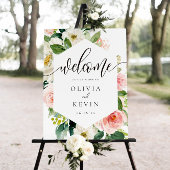 Blush Floral Lijst Weddenschap Welkomstteken Poster