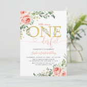 Blush Floral Little Onederful Girl 1e verjaardag Kaart (Staand voorkant)