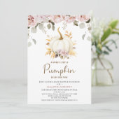 Blush Floral Little Pumpkin Baby shower Kaart (Staand voorkant)