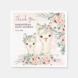 Blush Floral Llama Mama Eucalyptus Baby shower Servet