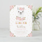 Blush Floral Llama Verjaardag Kaart (Staand voorkant)