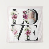  Blush Floral LOVE Baby Meisje Verjaardagsdecor Wandkleed (Voorkant)