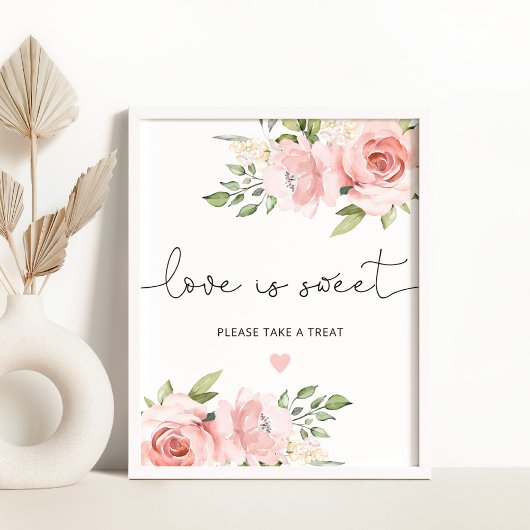 Blush floral Love is lief Poster