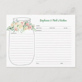 Blush Floral Mason Jar Pas getrouwd Recept Kaarten
