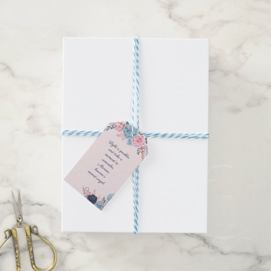 Blush Floral Memorial Uitvaart Afscheid Sparkler Cadeaulabel (Met Touw)