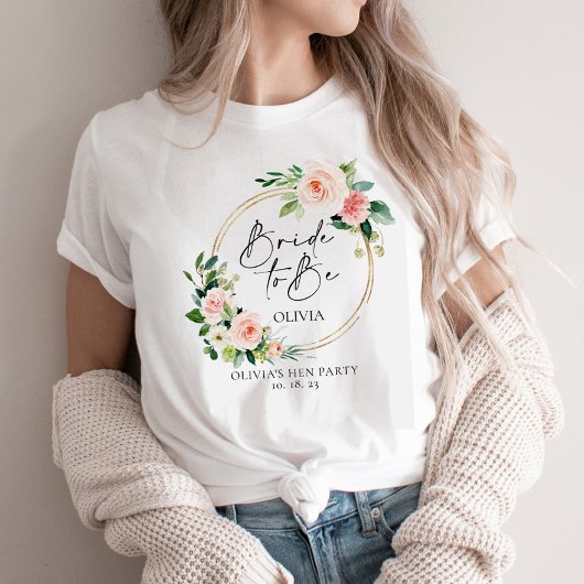 Blush Floral met bride om te worden T-shirt