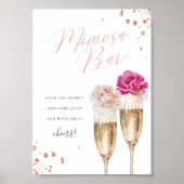 Blush Floral Mimosa Bar Vrijgezellenfeest Tafelbor Poster (Voorkant)