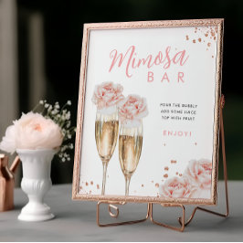 Blush Floral Mimosa Bar Vrijgezellenfeest Tafelbor Poster