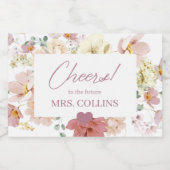 Blush Floral Mini Champagne flesje label Sparkling Wijnetiket (Enkel label)