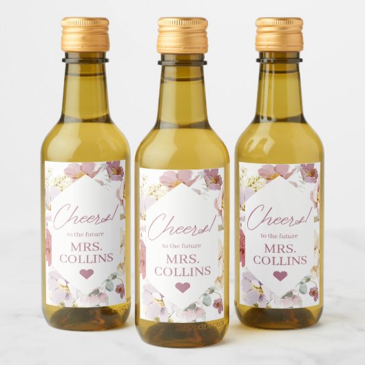 Blush Floral Mini Wijnflesje Etiket (Flessen)