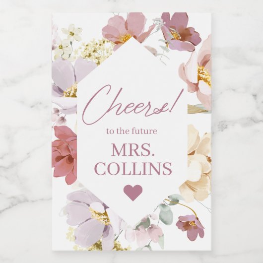 Blush Floral Mini Wijnflesje Etiket (Enkel label)