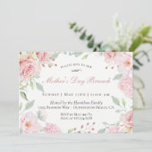 Blush Floral Moederdag Brunch Invitation Kaart (Staand voorkant)