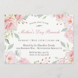Blush Floral Moederdag Brunch Invitation Kaart