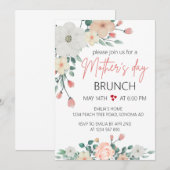 Blush Floral moederdag Brunch party Kaart (Voorkant / Achterkant)