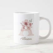 Blush Floral Monogram Feminine Mug - Letter A Grote Koffiekop (Rechts)