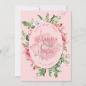 blush Floral Monogram Weddenschap sparen de Datum (Voorkant)