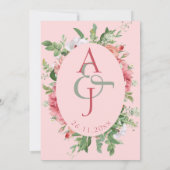 blush Floral Monogram Weddenschap sparen de Datum (Achterkant)