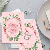  blush Floral Monogram Weddenschap sparen de Datum