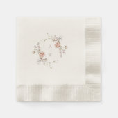Blush Floral Monogram Wedding Napkins Servet (Voorkant)
