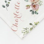 Blush Floral Monogrammed Fleece Blanket (Hoek)