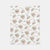 Blush Floral Monogrammed Fleece Blanket (Voorkant)