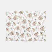 Blush Floral Monogrammed Fleece Blanket Deken (Voorkant (Horizontaal))