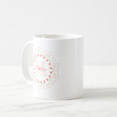 Blush Floral Monogrammed Trendy Chic Pink Koffiemok (Voorkant links)