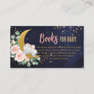 Blush Floral Moon Cute Elephant Books for Baby Informatiekaartje