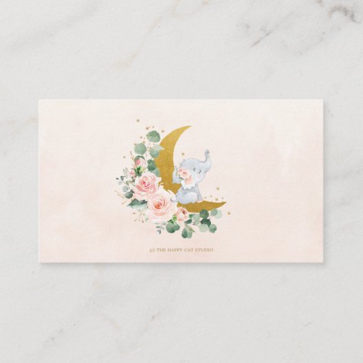 Blush Floral Moon Elephant Shower Books for Baby Informatiekaartje (Achterkant)