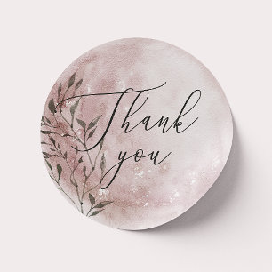 Blush Floral Moon Script Bedankt Trouw Favor Ronde Sticker