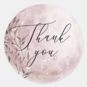 Blush Floral Moon | Script Bedankt Trouw Favor Ronde Sticker (Voorkant)