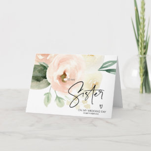 Blush Floral naar mijn zuster op mijn bruiloft Kaart
