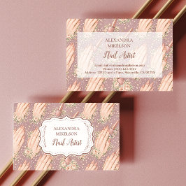 Blush Floral Nail Technician Business Visitekaartje