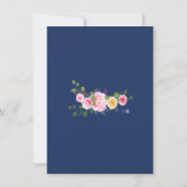 Blush Floral Navy Blue Vrijgezellenfeest Invite Kaart (Achterkant)