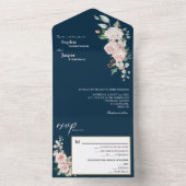 Blush Floral Navy bruiloft in één uitnodiging (Binnen)