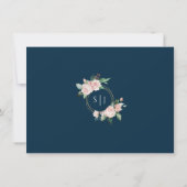 Blush Floral Navy Flat Save the Date Kaart (Achterkant)