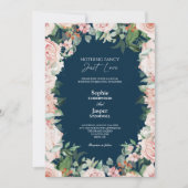Blush Floral Navy Simple Niets Fancy Foto Kaart (Voorkant)