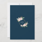 Blush Floral Navy Simple Wedding Invitation Kaart (Achterkant)